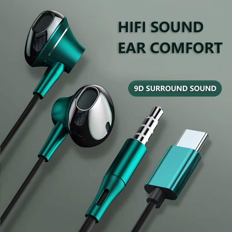 Audiophile Headphone Wired - 9D باس ستيريو نوع C وسماعات