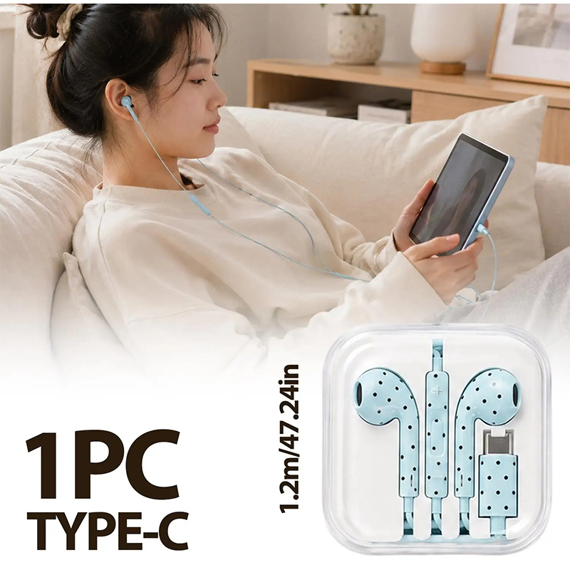 سماعة أذن داخلية بنمط نقاط الب - مراجعة Wired Earphone Mic وسعره