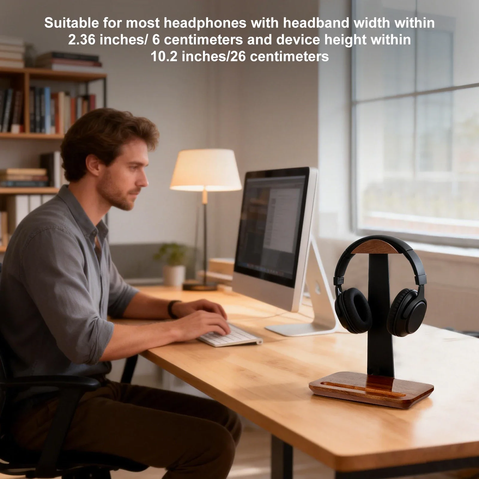 حامل سماعات رأس خشبي عالمي مع  - مراجعة Headphone Stand Desk وسعره